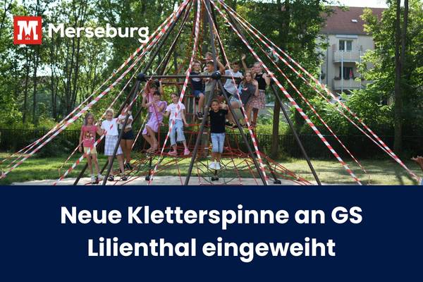 Beitragsbild Kletterspinne © Pressestelle Grundschulkinder auf dem neuen Klettergerüst